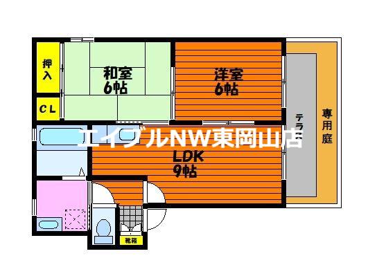 キャトルセゾンD(2LDK/1階)の間取り写真