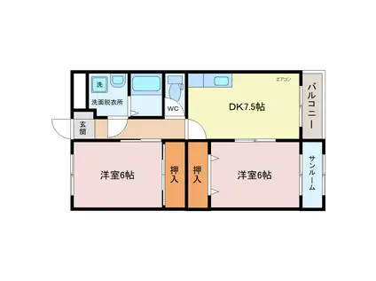 エスタシオン(2DK/3階)の間取り写真