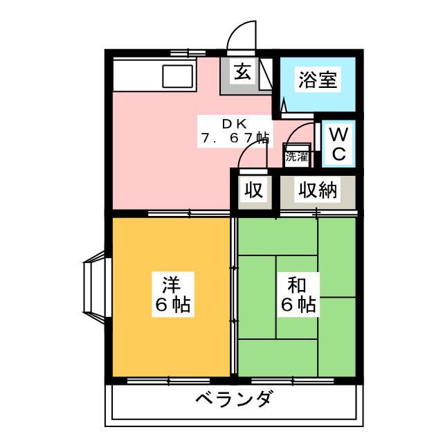 ハイム湘南(2DK/1階)の間取り写真
