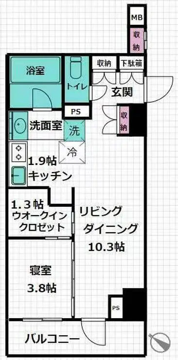 デュフレ横浜石川町 8階階 間取り