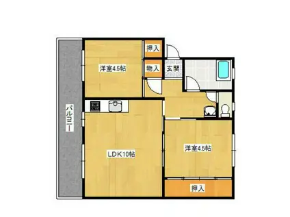 ユートピア葛原(2LDK/3階)の間取り写真