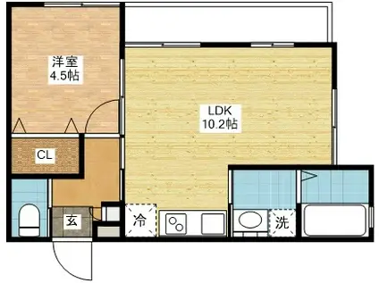 MODERN PALAZZO ノース赤迫B棟(1LDK/1階)の間取り写真