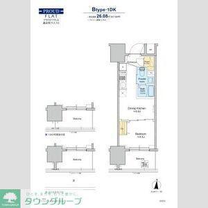プラウドフラット錦糸町ウエスト(1DK/12階)の間取り写真