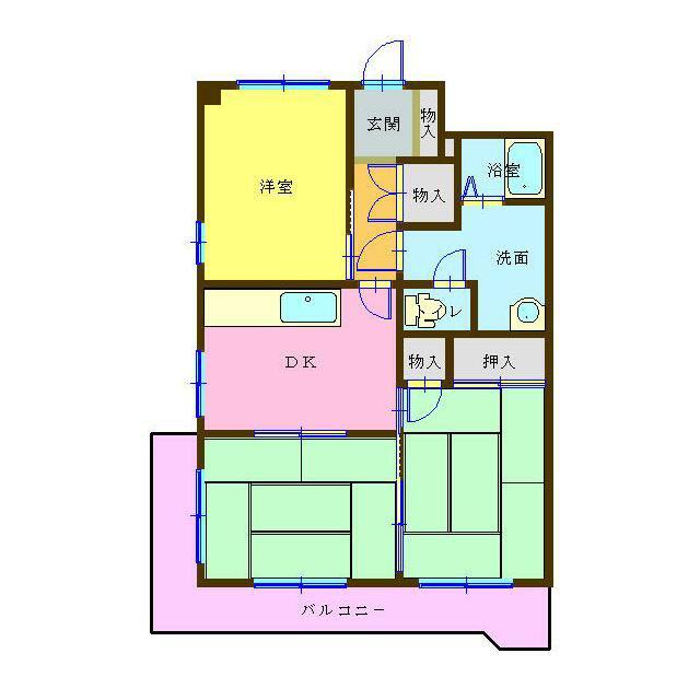 マンションヴィラ(3DK/2階)の間取り写真