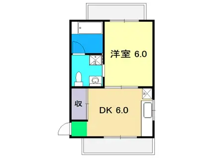 コーポすずき3 北棟(1DK/10階)の間取り写真