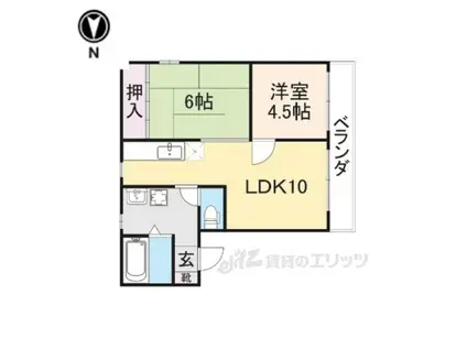 シャルム赤膚1(2LDK/2階)の間取り写真