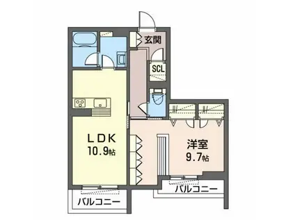 シャーメゾン リュエル八戸ノ里(1LDK/3階)の間取り写真