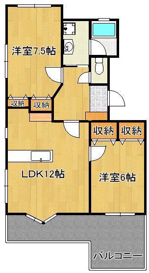 レイブリック東水町(2LDK/3階)の間取り写真