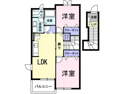 サンフローラルA(2LDK/2階)の間取り写真