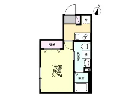 ベイルーム南林間(1K/1階)の間取り写真
