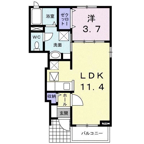 HINATA I(1LDK/1階)の間取り写真