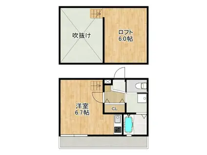 MODERN西山A(ワンルーム/2階)の間取り写真