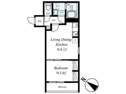 GRADUS武蔵藤沢(1LDK/1階)の間取り写真