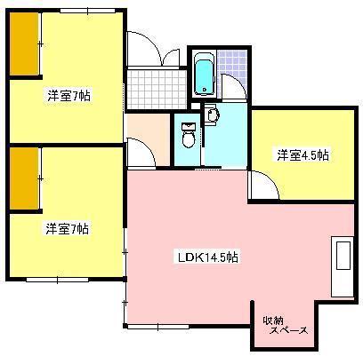 メルフォルン(3LDK/1階)の間取り写真