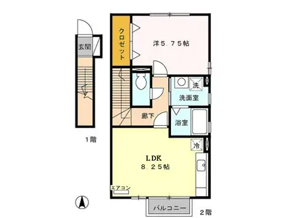 サンヒルズもえぎ台(1LDK/2階)の間取り写真
