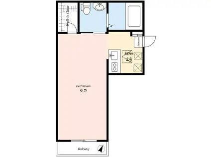 エミリナ音羽(ワンルーム/1階)の間取り写真