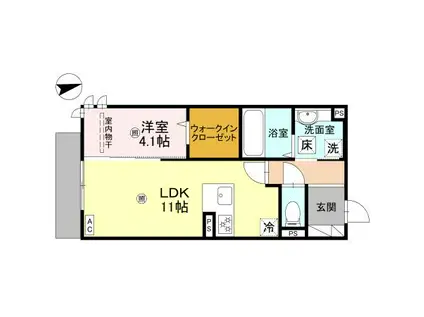 ラ ヴィータ鳳(1LDK/2階)の間取り写真