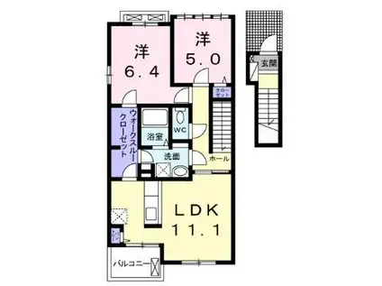 ルミエールI・II(2LDK/2階)の間取り写真