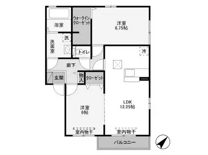 オルテンシア II(2LDK/2階)の間取り写真