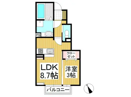 シャルマンクレール(1LDK/1階)の間取り写真