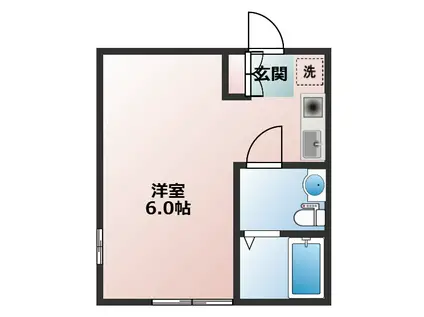 蕨市錦町2丁目アパート(ワンルーム/1階)の間取り写真