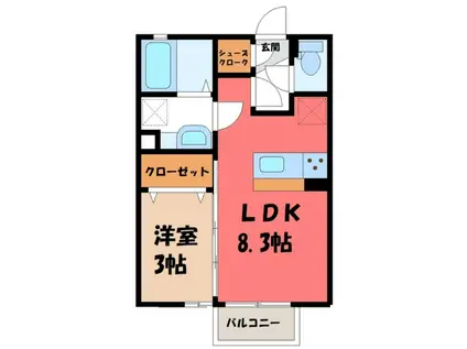 クレストタウン C(1LDK/1階)の間取り写真