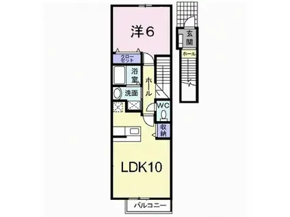 サン・フィールド IIA(1LDK/2階)の間取り写真