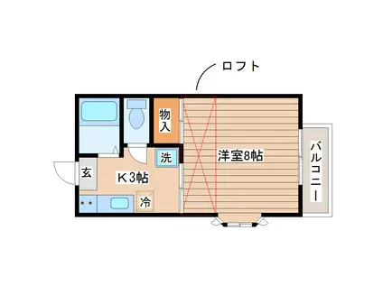 パセオプラシード参番館(1K/1階)の間取り写真