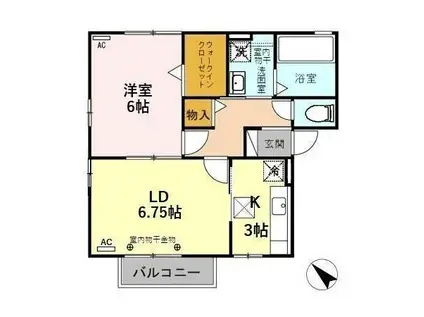 ウィル A(1LDK/1階)の間取り写真