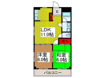 ヴィレッジ関(2LDK/3階)の間取り写真