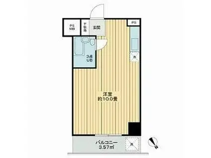 第22宮庭マンション(ワンルーム/9階)の間取り写真