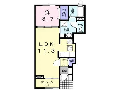 アルコイーリスA(1LDK/1階)の間取り写真