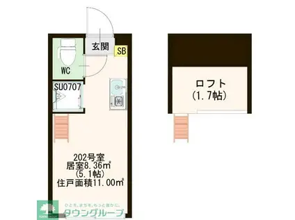 ラメールII(ワンルーム/2階)の間取り写真