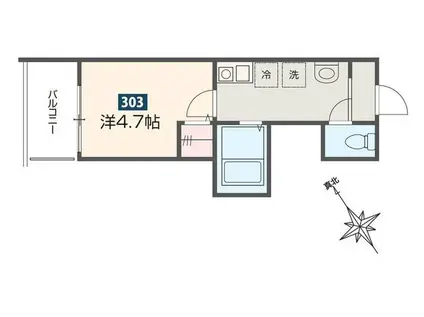 MELDIA相模大野(1K/3階)の間取り写真