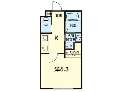 ソルーナ熊本駅東(1K/1階)の間取り写真