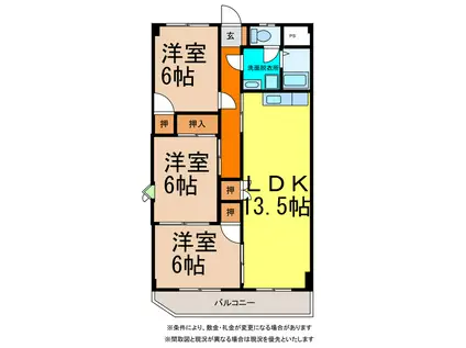 メゾン弁財天(3LDK/4階)の間取り写真