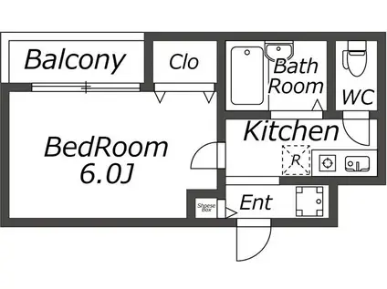 ウイング1997(1K/2階)の間取り写真