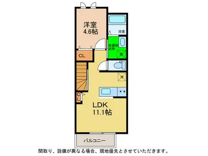 HINATA GARDEN(1LDK/2階)の間取り写真