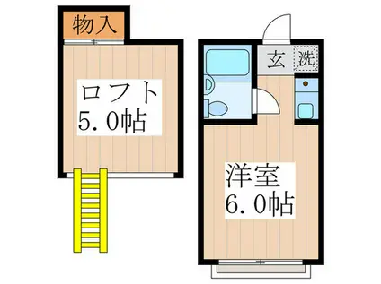 シティハイム小金井(ワンルーム/2階)の間取り写真