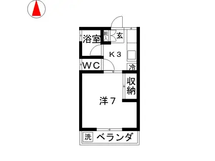 コーポエリ(1K/1階)の間取り写真