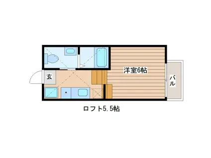 アールアイ旭ヶ丘(1K/1階)の間取り写真