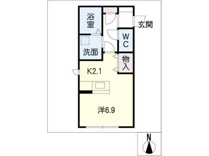 アイリス隼人(1K/1階)の間取り写真