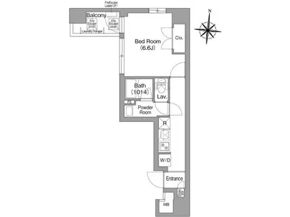 コンフォリア・リヴ木場イーストII(1K/4階)の間取り写真