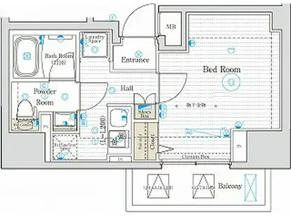 ベルグレード王子 DUE(1K/9階)の間取り写真
