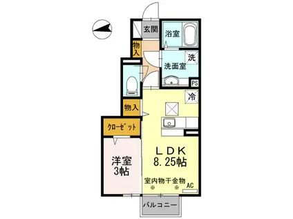 プランドール(1LDK/1階)の間取り写真