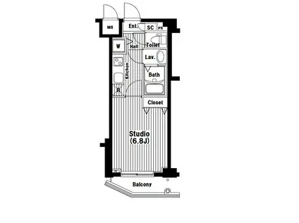 ガーラ・ヒルズ目黒東山(1K/3階)の間取り写真