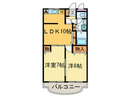 リヴェールたちばな(2LDK/3階)の間取り写真