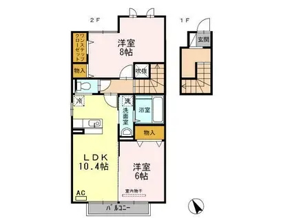 アルカンシェル(2LDK/2階)の間取り写真