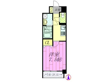 アンセルモ(1K/4階)の間取り写真