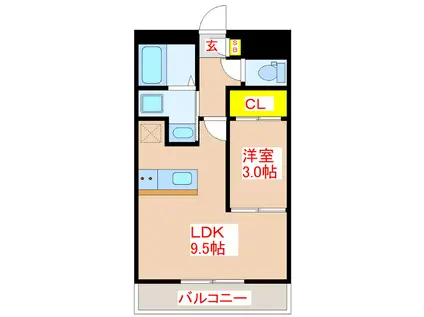 EGRET(1LDK/3階)の間取り写真